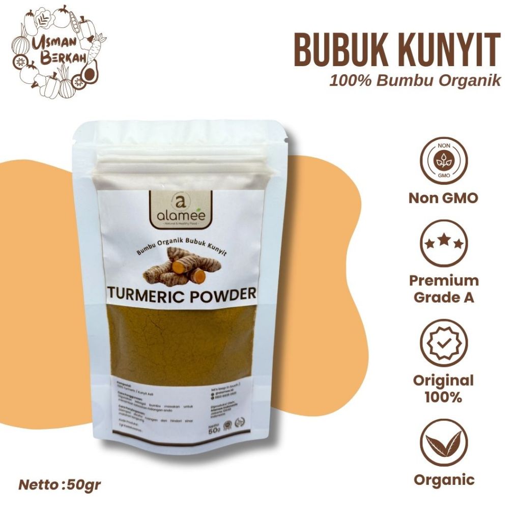 

Kunyit Bubuk Turmeric Powder Ground Bumbu Dapur Organik Rempah Rimpang Murni Asli Tanpa Campuran Bumbu Organik USMAN BERKAH
