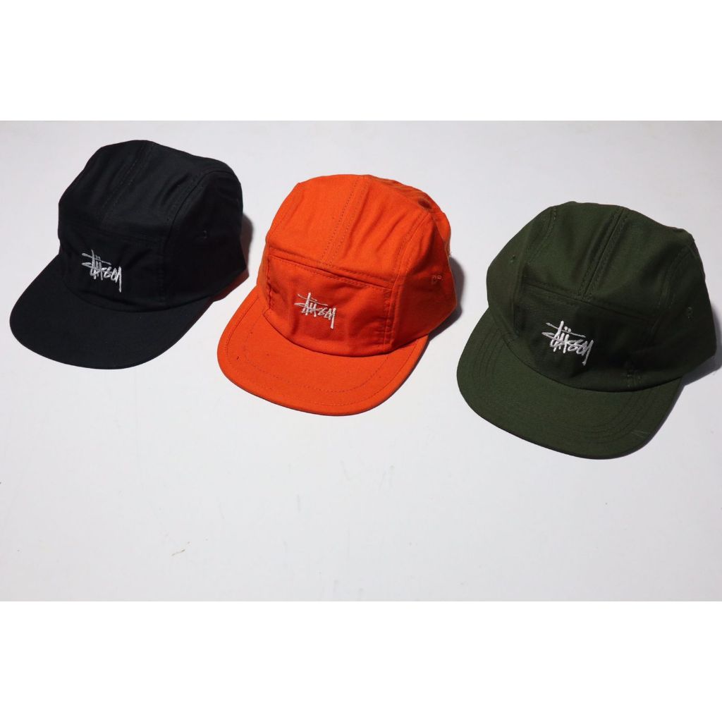 TOPI 5 PANEL BORDIR.SKATE STU SSY HITAM.FIVE PANEL STU SY CAPS