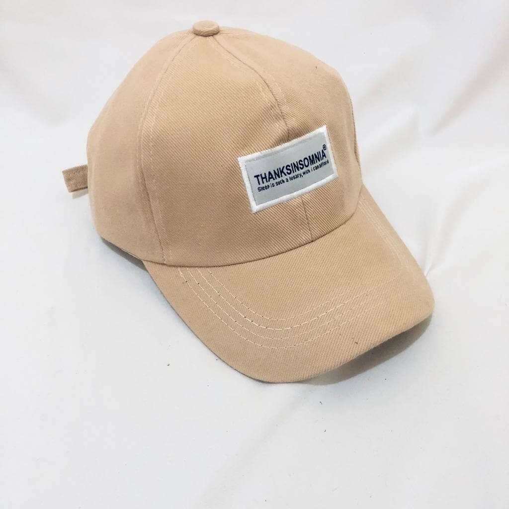 Topi Bisbol Caps Cream Bordir Thanksinsomnia