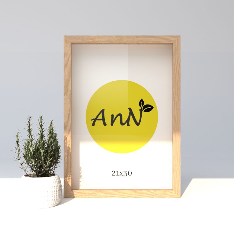 Frame 3D 30x21 Kayu Pinus Space 3cm Kaca Akrilik
