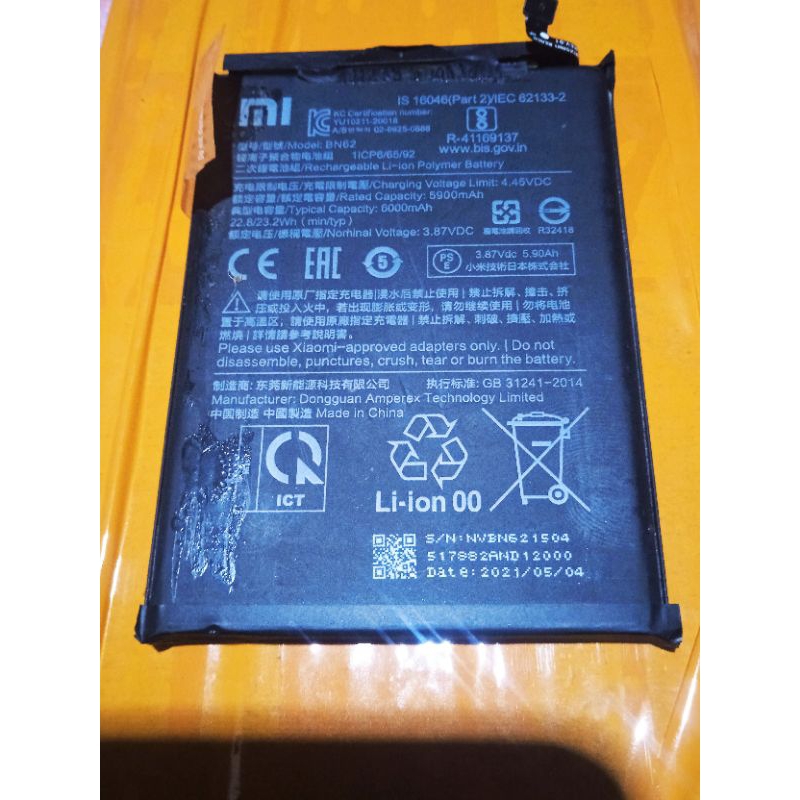 Battery Normal POCO M3 BN 62 Original Copotan
