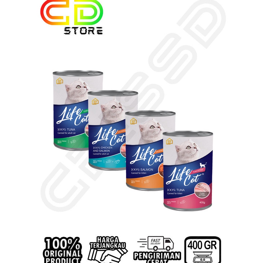GROSIR MAKANAN KUCING BASAH LIFE CAT KALENG 4GR