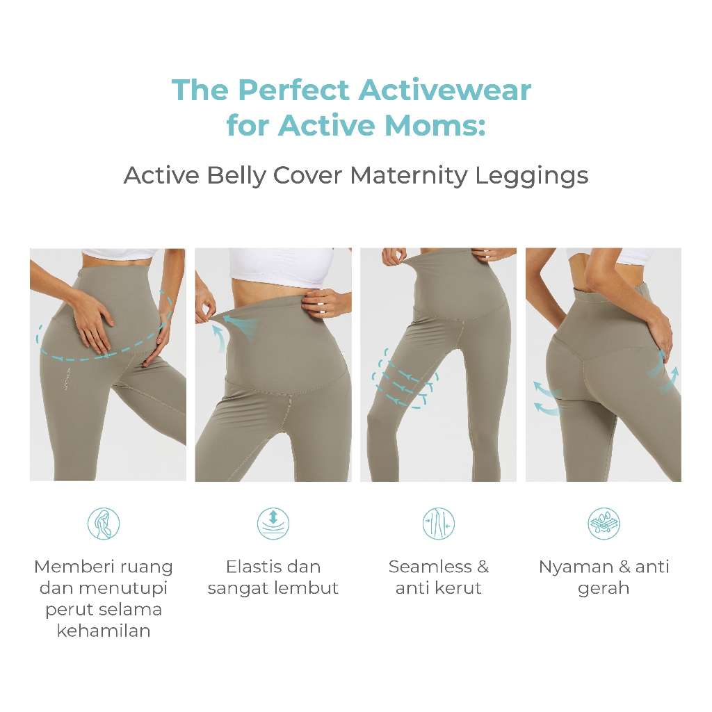 MOOIMOM Active Belly Cover Maternity Leggings-Long | Celana Leging Ibu Hamil Panjang