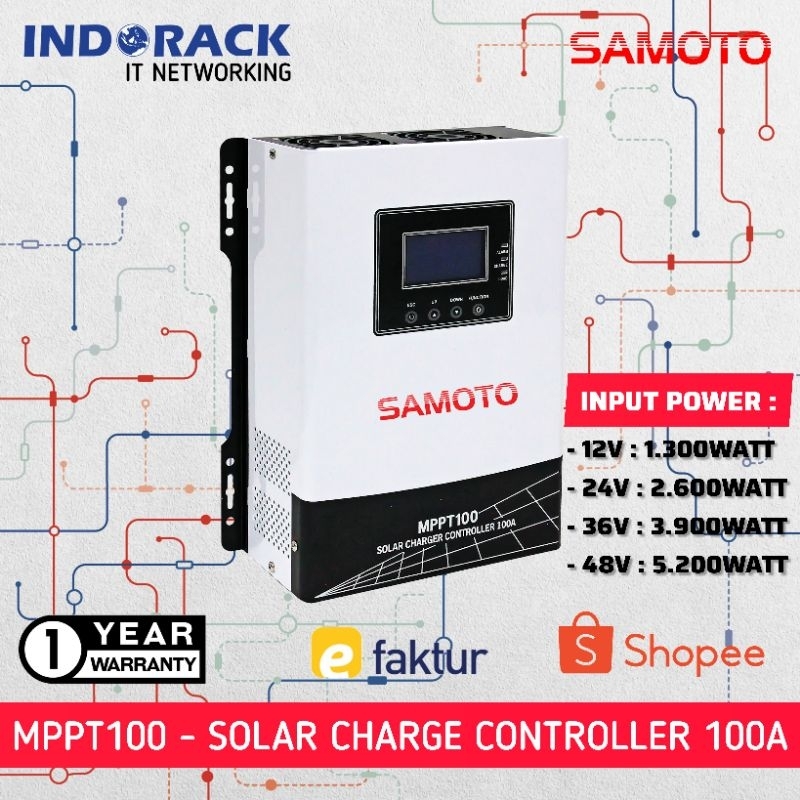 MPPT100 SAMOTO Solar Charge Controller 100A 12V / 24V / 36V / 48V MPPT