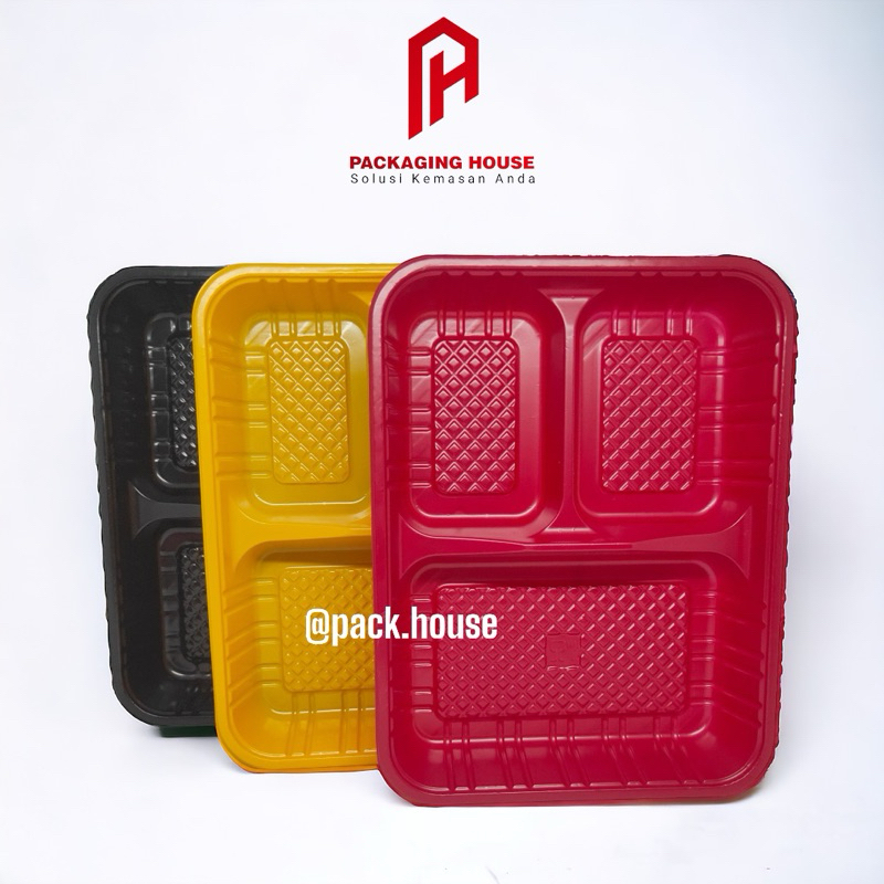 [10 pcs]Bento rtr 223 hips Tray Sekat 3 |  Mika Bento Sekat 3 | Mika Box Bento |