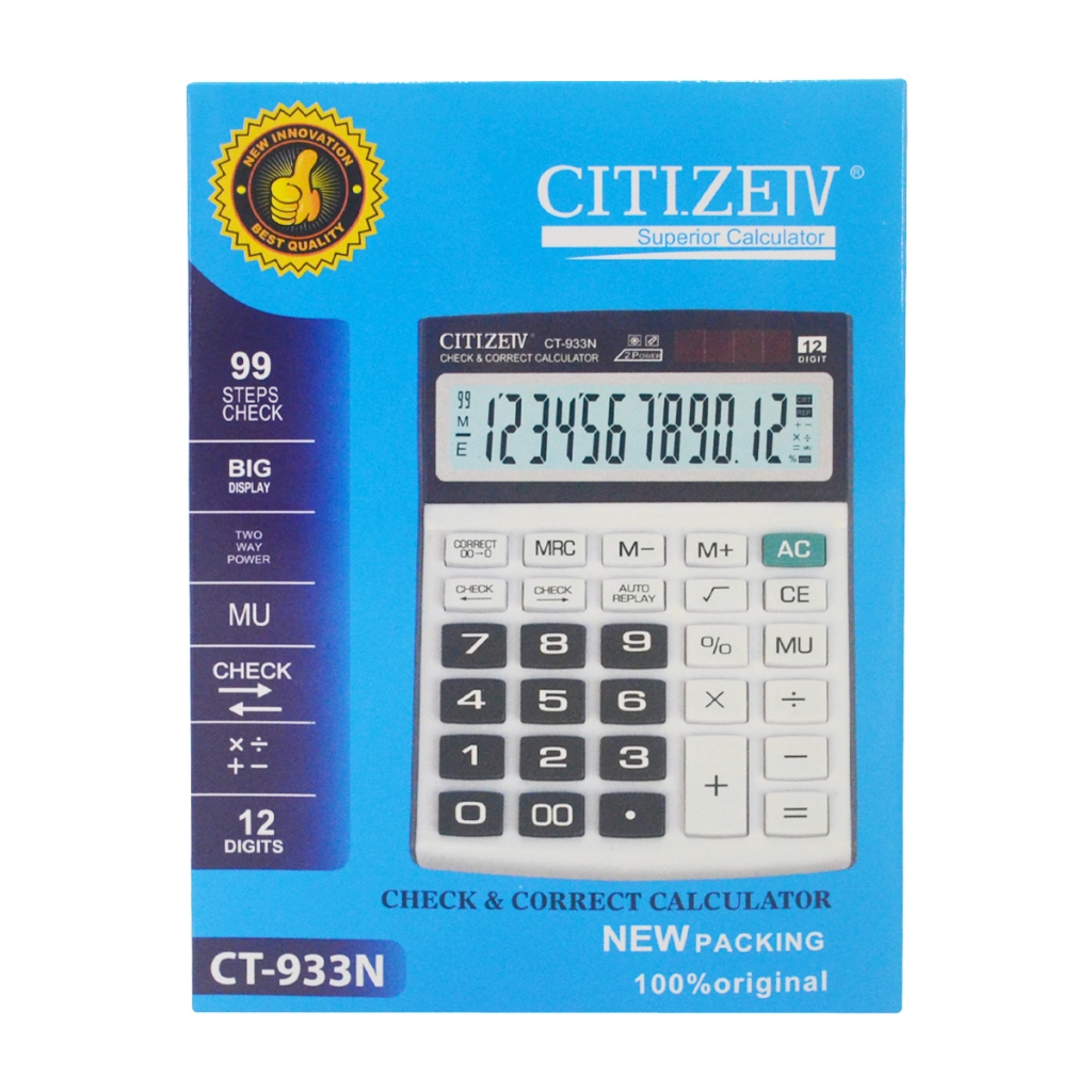 

Kalkulator Citizeiv CT-933N Kalkulator 12 Digit Calculator Mirip Citizen CT-933N