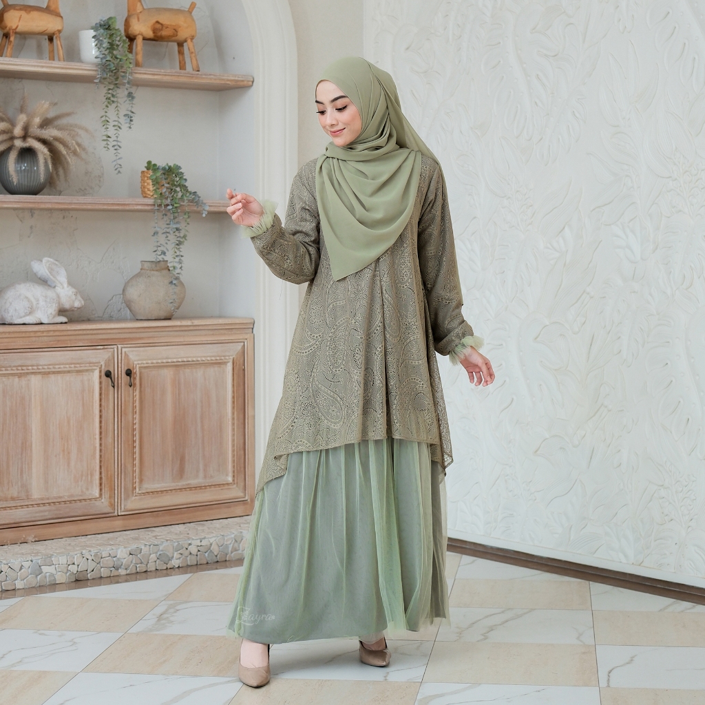 Zayra Hijab | Gamis Dewasa Kalila Family Set-Sage