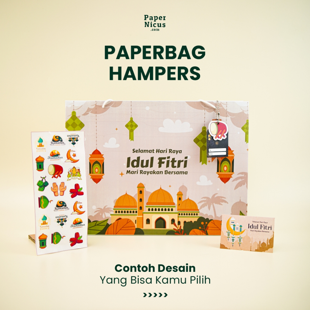 

Paperbag Hampers Lebaran set ( include hangtag+sticker ramadhan+kartu ucapan)