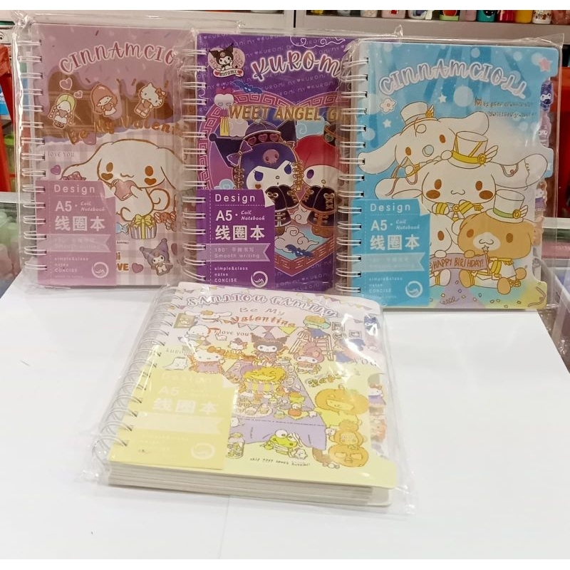 

Notebook Ring A5 Motif Sanrio / Buku Tulis Catatan Ring A5 Kuromi 58-25-7