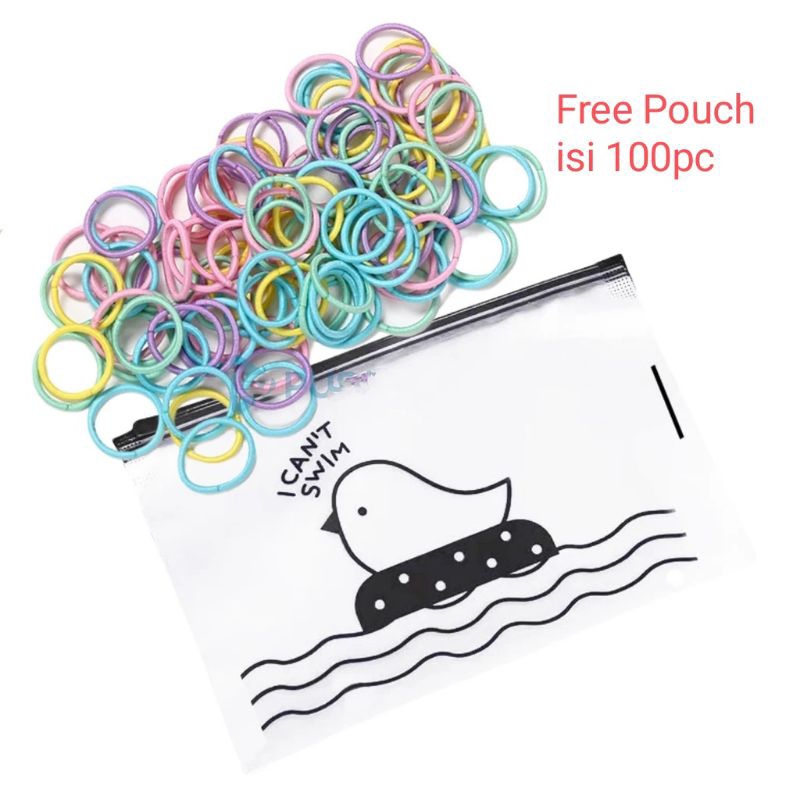 KARET IKAT RAMBUT MACARON ISI 100PCS / KARET RAMBUT KOREA / IKAT RAMBUT ANAK / KUNCIRAN RAMBUT POLOS