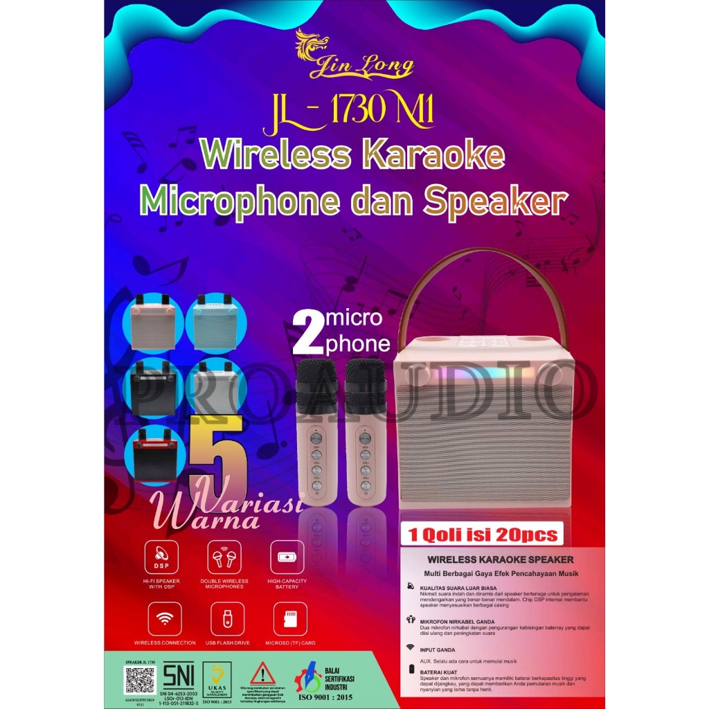 Speaker Bluetooth Jin long Jl-1730 M1 / JL 1730 M1/ JL1730 M1 / JL 1730M2 Karaoke 2 Microphone