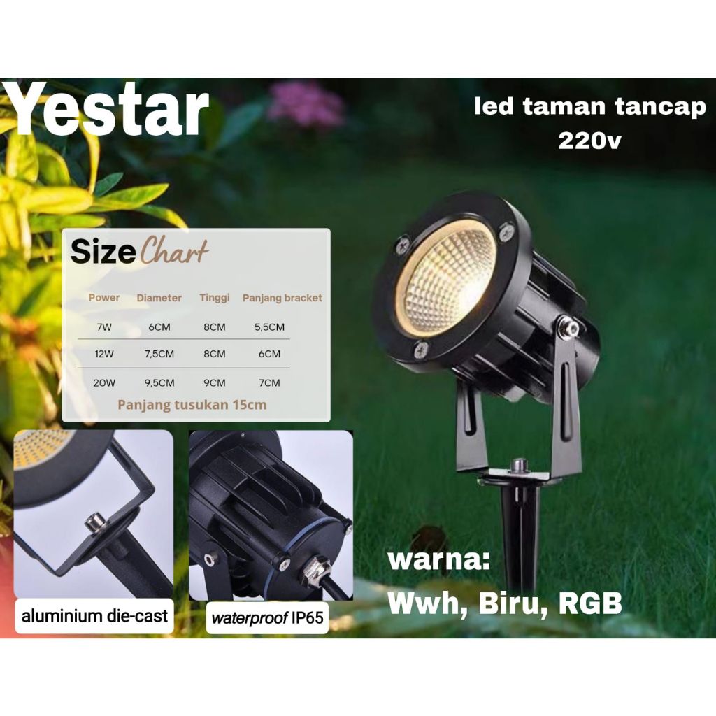 YESTAR  LAMPU TAMAN TANCAP LED COB 220V