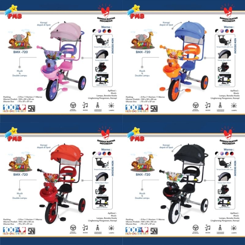 Sepeda Anak PMB BMX-720 Safari Tricycle