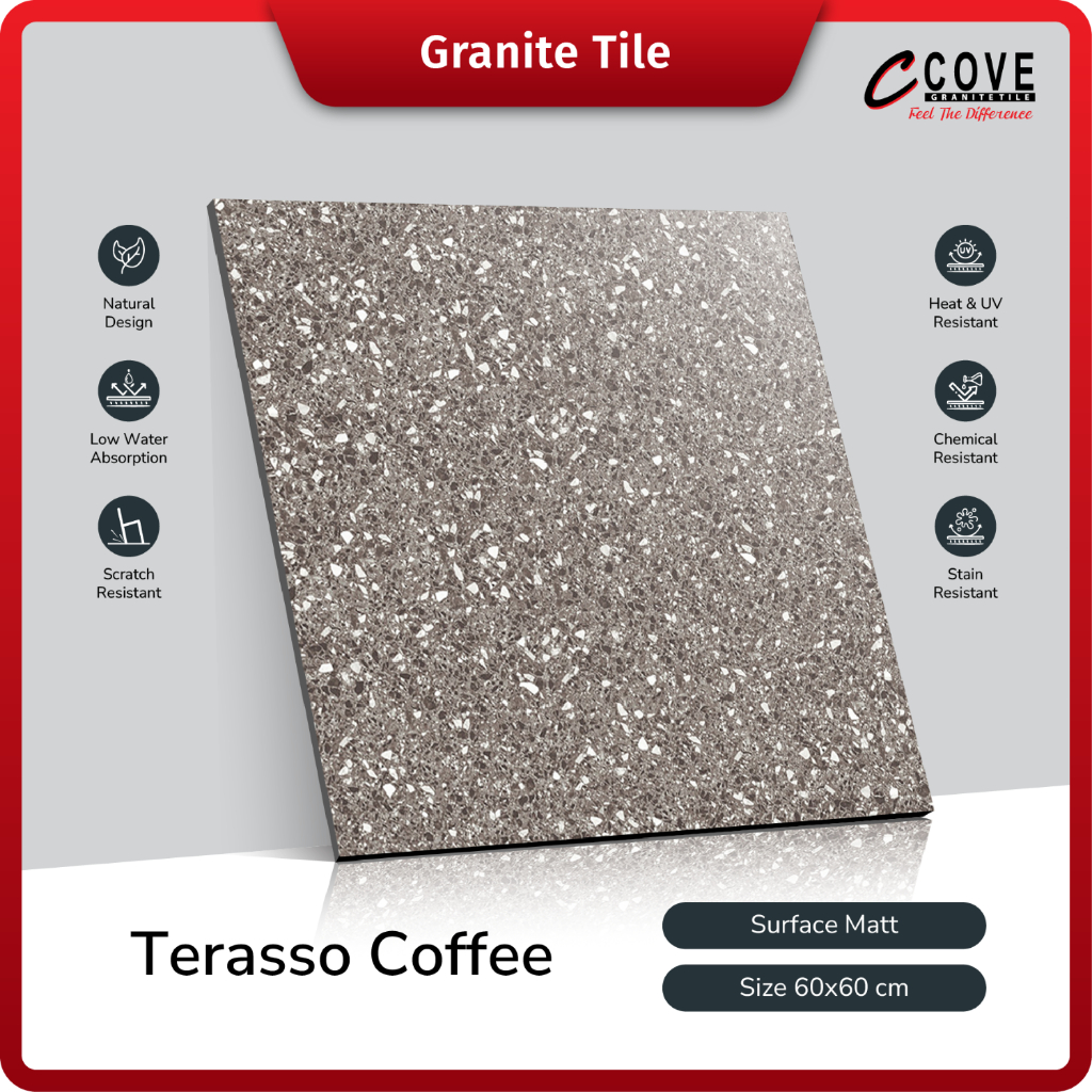 Cove Granite Tile Terasso Coffee 60x60 Granit Lantai Outdoor Kamar Mandi