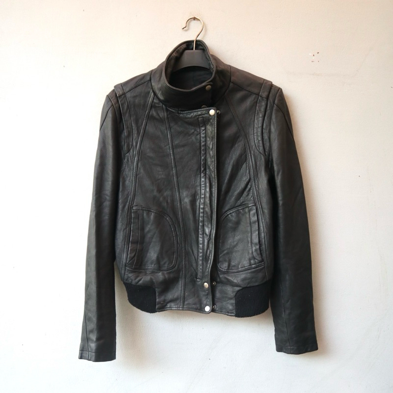 Jaket kulit asli cewek motor bomber rider Pl bekas preloved second