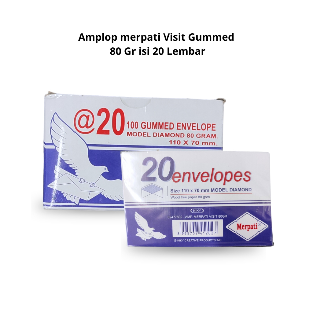 

Amplop Visit Merpati Gummed 80 Gram 110 x 70 mm Amplop Lebaran - Isi ( 20 Pcs )