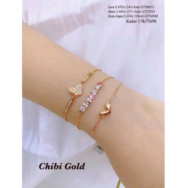 CHIBI GOLD - gelang tangan serut emas 750 kadar 17k G758176 - chibigold