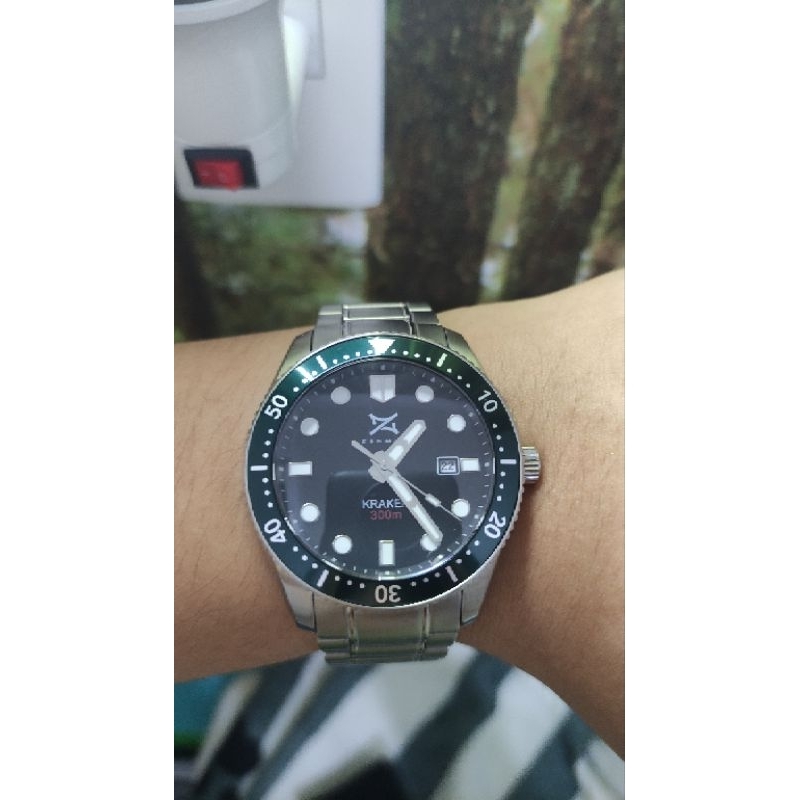 Jam Tangan Zenmuz Diver Kraken Green black Dial Stainless 316L