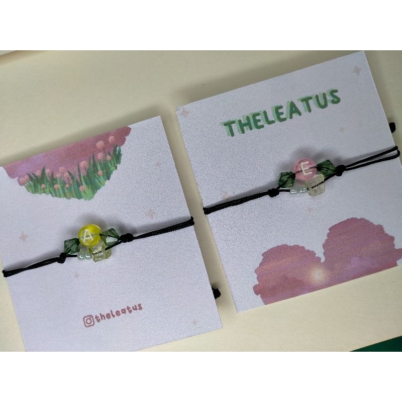 Gelang couple | inisial manik manik kristal gelang tali hitam