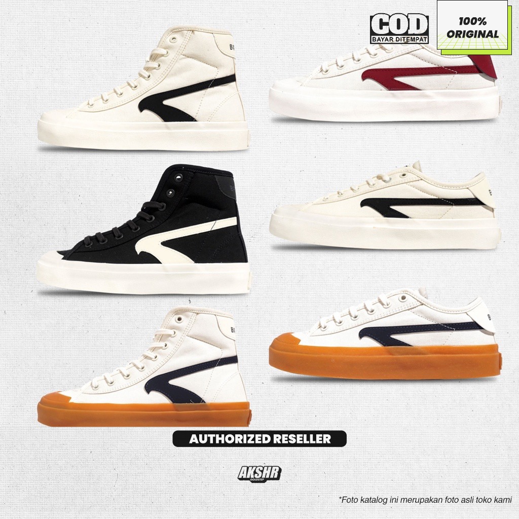 BRODO-Sepatu Brodo Vantage V.2  Court Hi  Warna Black white / Natural white black / Natural Navy Gs 