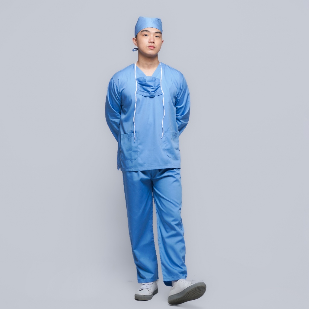 Baju Scrub Seragam Jaga Perawat Kerja Medis OK Oka Dokter Lengan Panjang