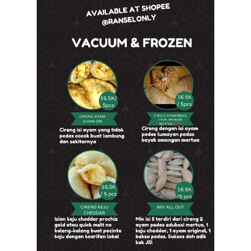 

Paket Cireng isi 5 Mix All Out Free Vacuum, Bubble Wrap