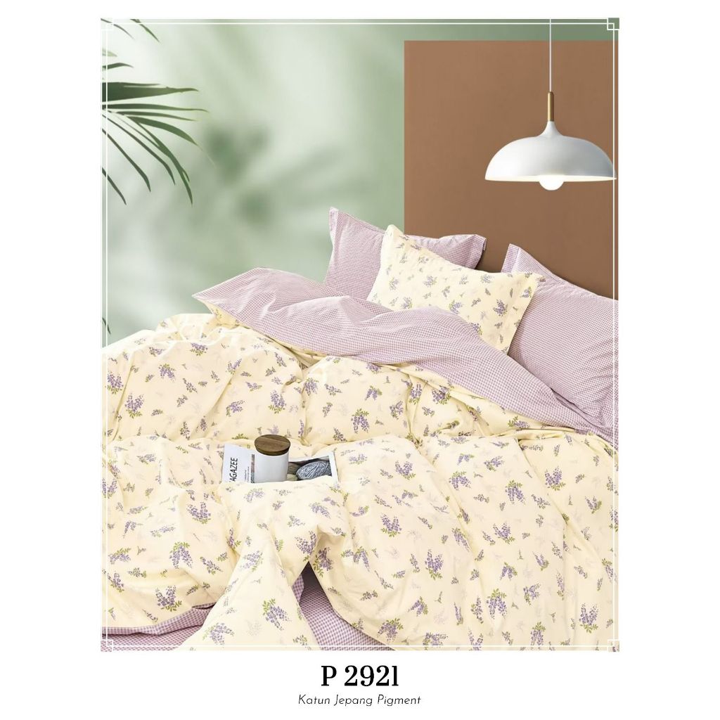 Sprei Katun Jepang Impot Motif Bunga Ungu P 2921