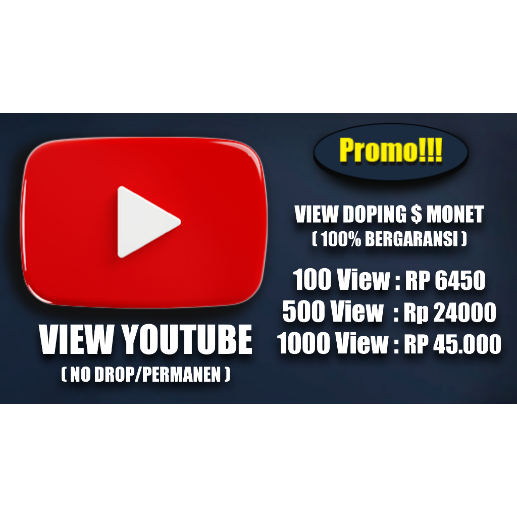 Promo View Youtube Untuk Menambah Dollar Monetisasi - No Drop/Permanen - Bergaransi