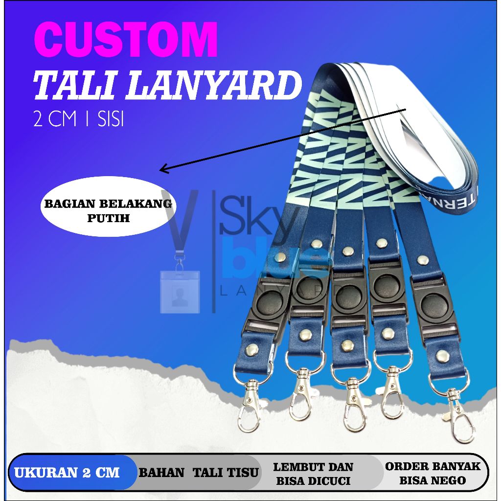 

LANYARD CUSTOM PRINTING SUBLIM 2 CM 1 SISI/TALI ID CARD