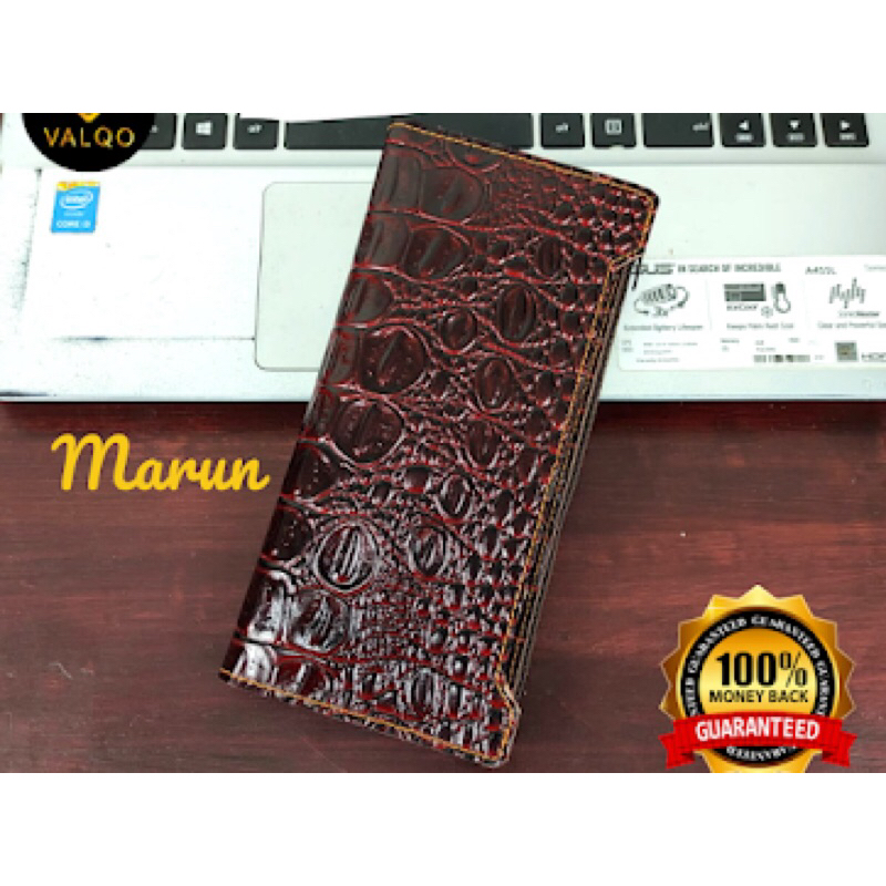 VALQO BARELA Dompet Kulit Sapi motif Buaya untuk Pria Wanita 100% ORIGINAL