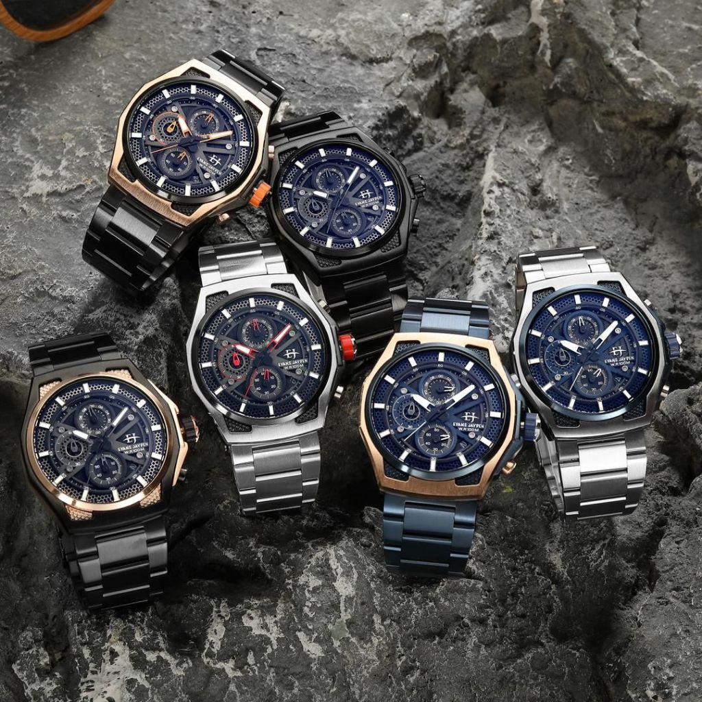 Jam Tangan Pria Evans Jayden 9585 Original Kaca Sapphire New Produk Garansi 1 Tahun