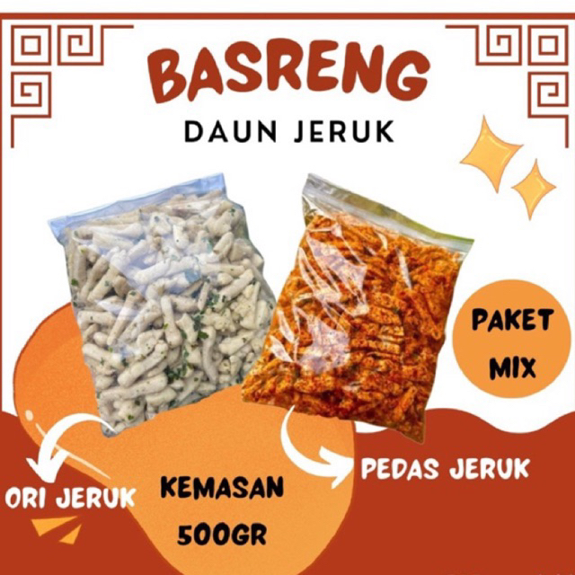 

PAKET SUPER HEMAT!!!Basreng Ori Jeruk + Basreng Pedas jeruk isi/kemasan 500gr