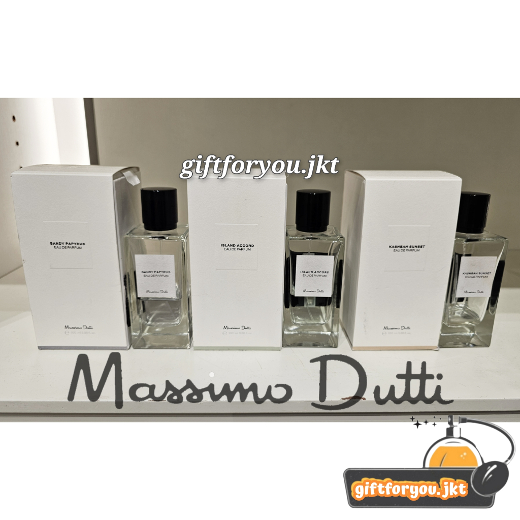 Parfum Massimo Dutti : Sandy Papyrus / Island Accord / Kashbah Sunset / Souffle Marais / Manhattan L