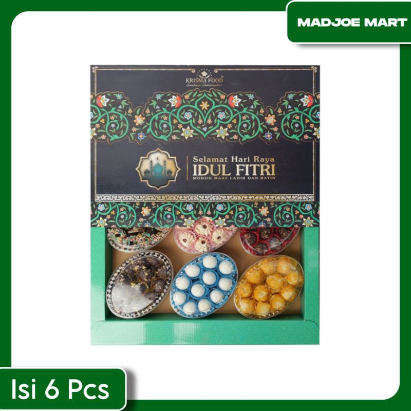 

KRISMA FOOD Hampers Kue Kering Premium Gold Isi 6 pcs - Paket Hampers Lebaran Praktis
