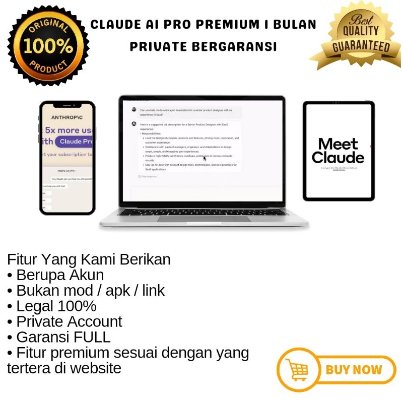CLAUDE AI PRO PREMIUM 30 HARI PRIVATE BERGARANSI