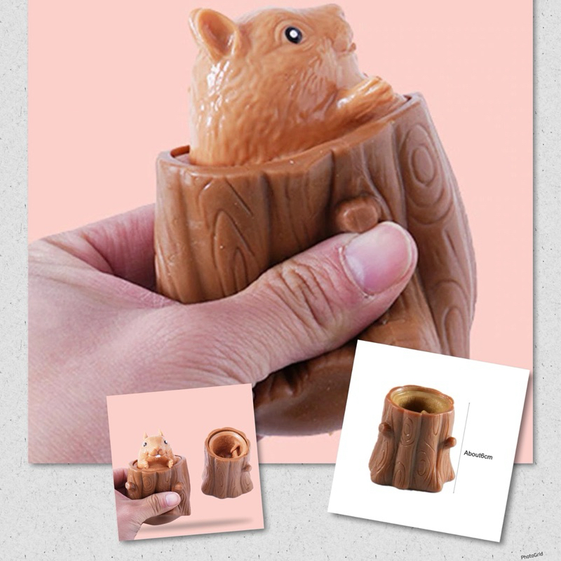 Mainan Boneka Squishy Action Figure Model Squirrel Brown Mainan Squishy
