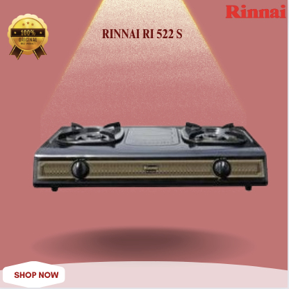 RINNAI KOMPOR GAS 2 TUNGKU RI 522 S Kompor Gas/RI 522S /RI 522 S /RI-522-S/RI-522S/RI522S/KOMPOR GAS