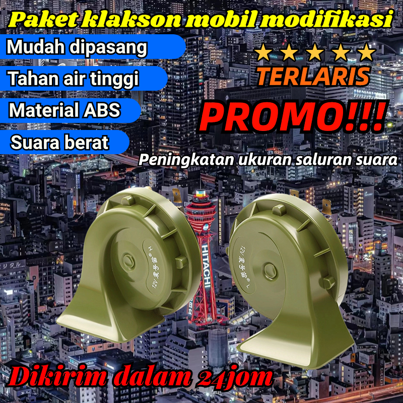 Klakson Keong waterproof anti air double + Aksesoris Motor mobil 24 V Suara Seperti Denso Dan Hella 