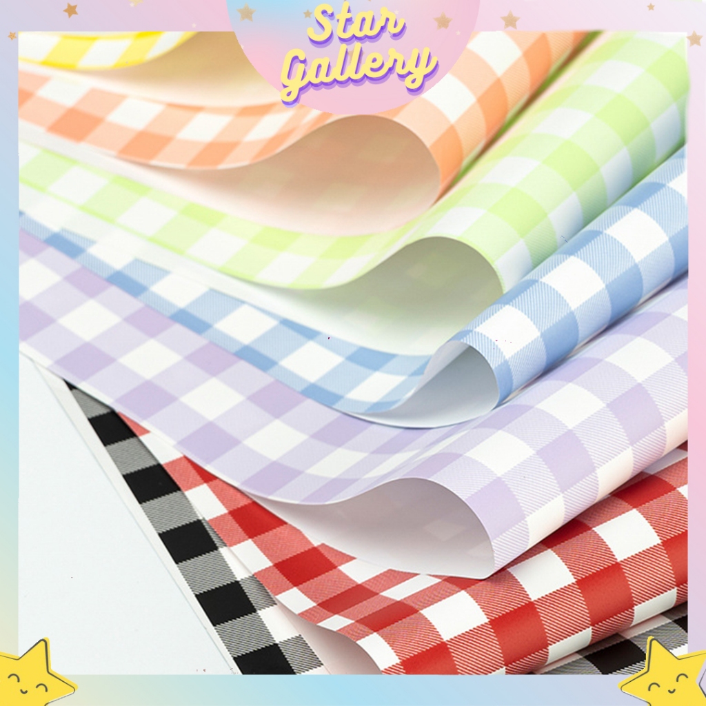 

(1 PACK ISI 20 LEMBAR) Kertas Buket Bunga Motif Gingham Flower Wrapping Paper Kotak Kotak Cellophane Florist KB6012