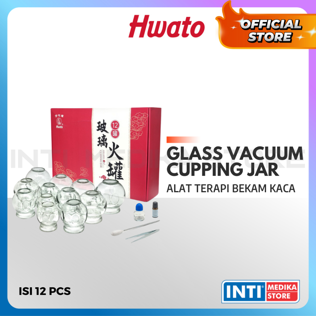 HWATO - Alat Terapi Bekam KACA Isi 12 | GLASS Vacuum Cupping Jar Kop Angin