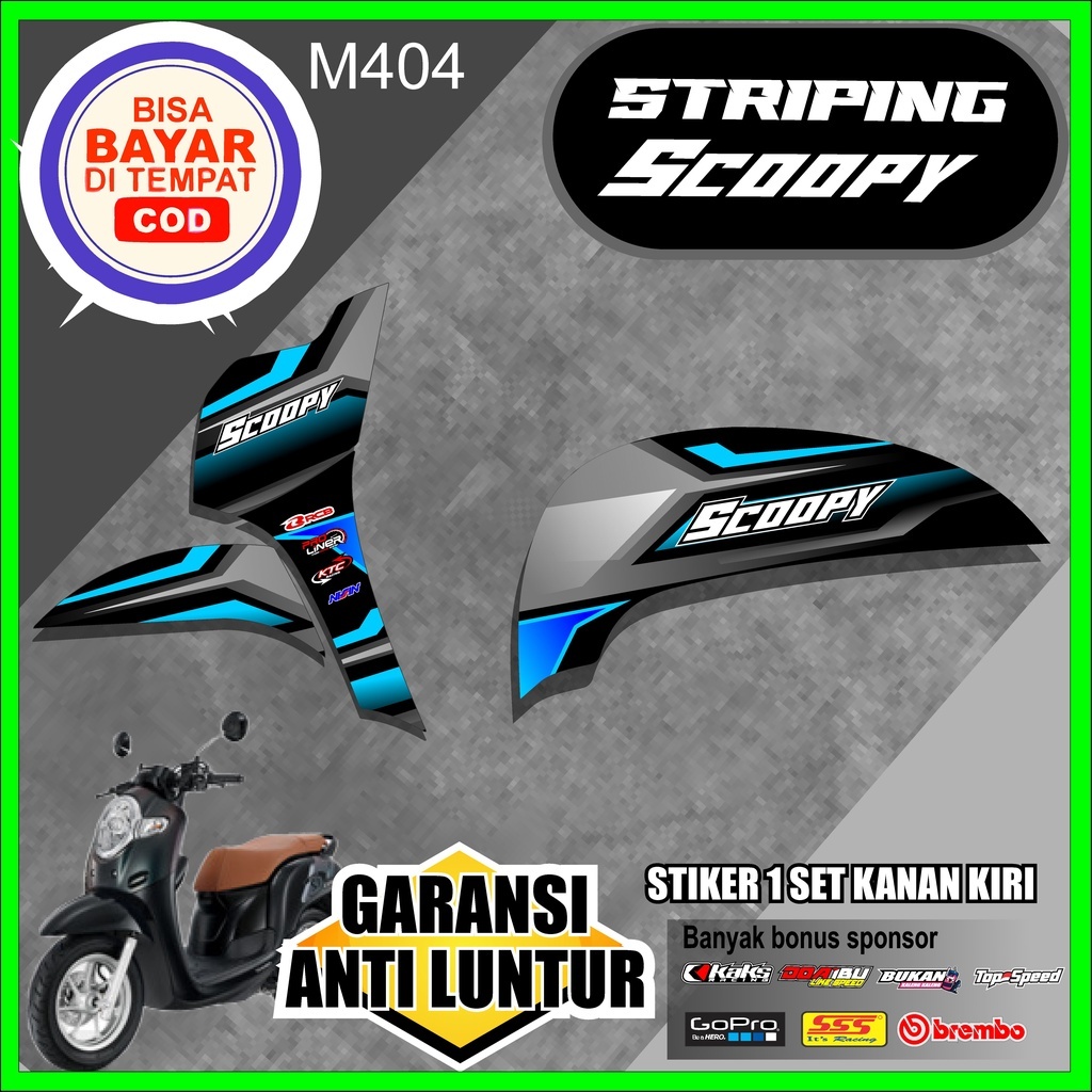 STRIPING SCOOPY 2017 2018 2019 kode M404 - COD SETIKER STICKER STRIPING STIKER MOTOR LIS VARIASI HON