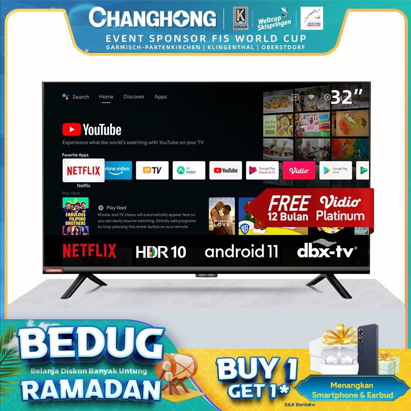 Changhong Google certified Android Smart TV 32 Inch Digital TV Neflix LED TV L32G7N