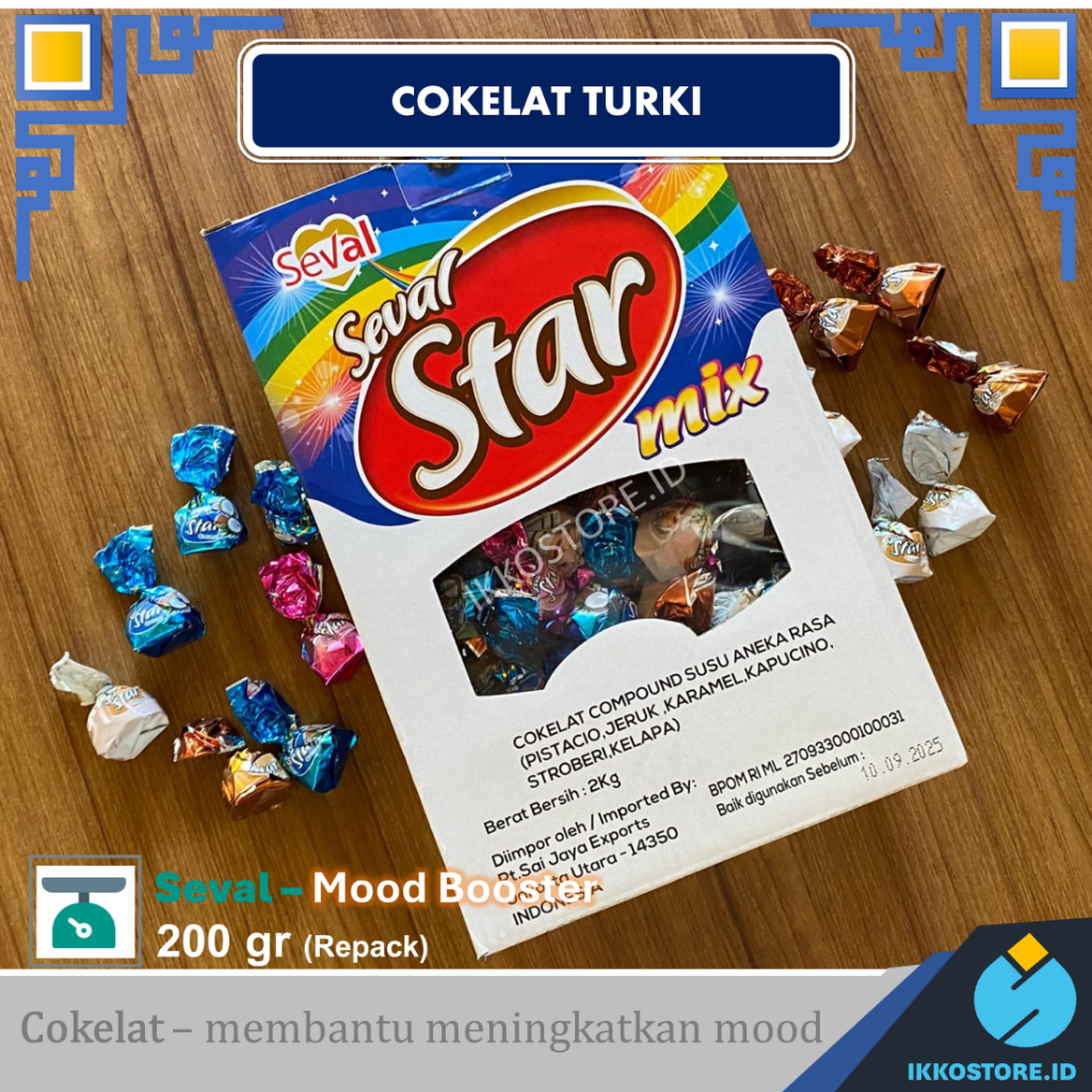 

COKELAT TURKI SEVAL STAR MIX 200 GR / TURKEY CHOCOLATE 200gr / COKELAT PEKANBARU