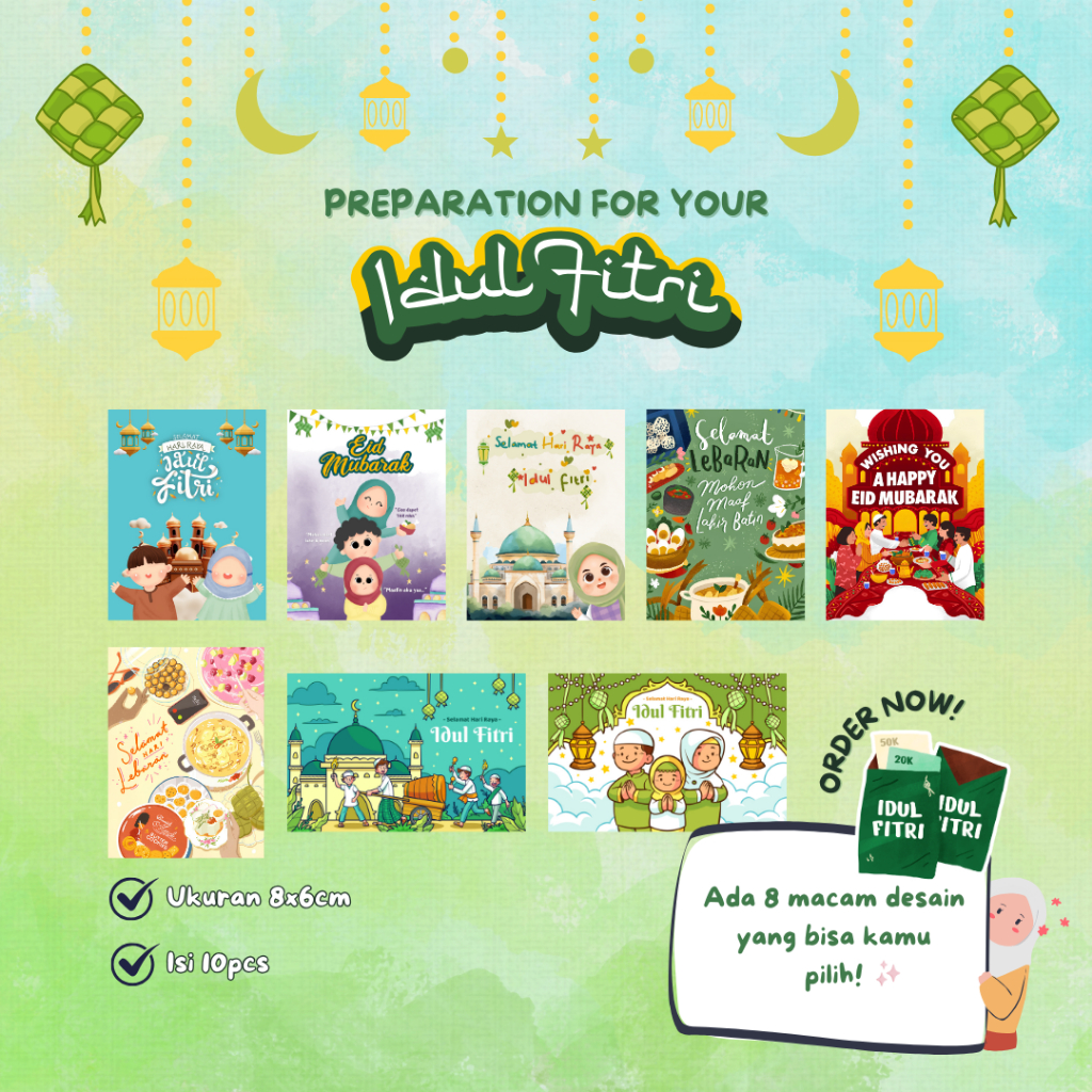

[Isi 10pcs] Amplop Lebaran Murah Amplop Idul Fitri Lucu 8x6cm Isi 10pcs Amplop Karakter