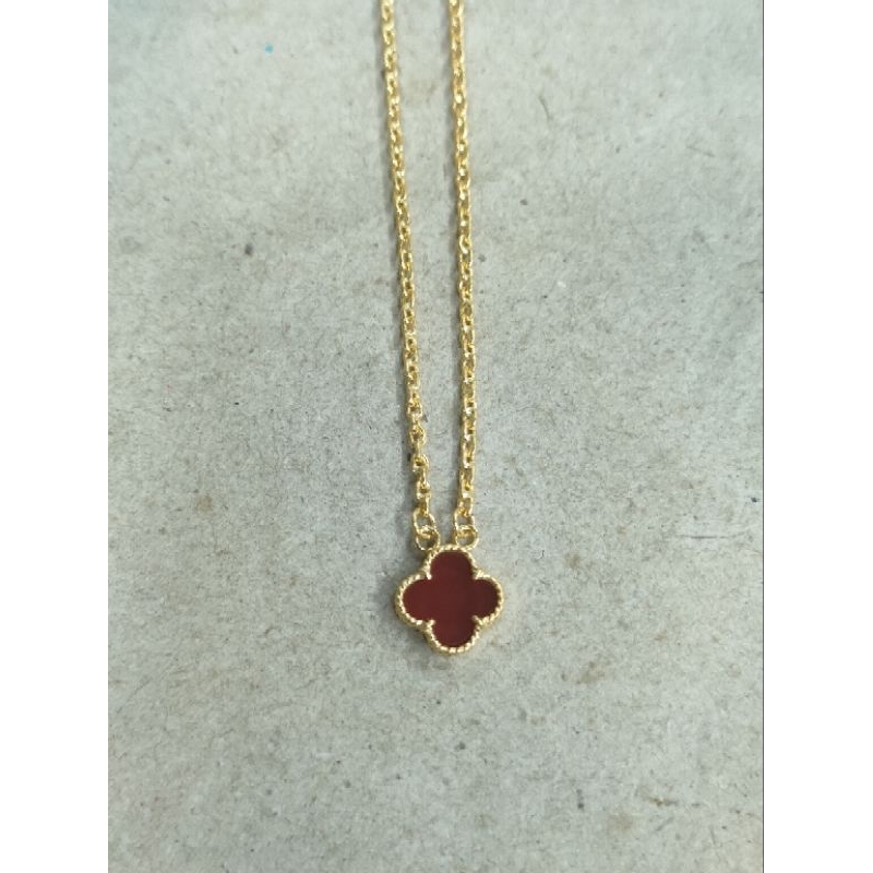 kalung nori anak batu clover merah 3 gram emas muda