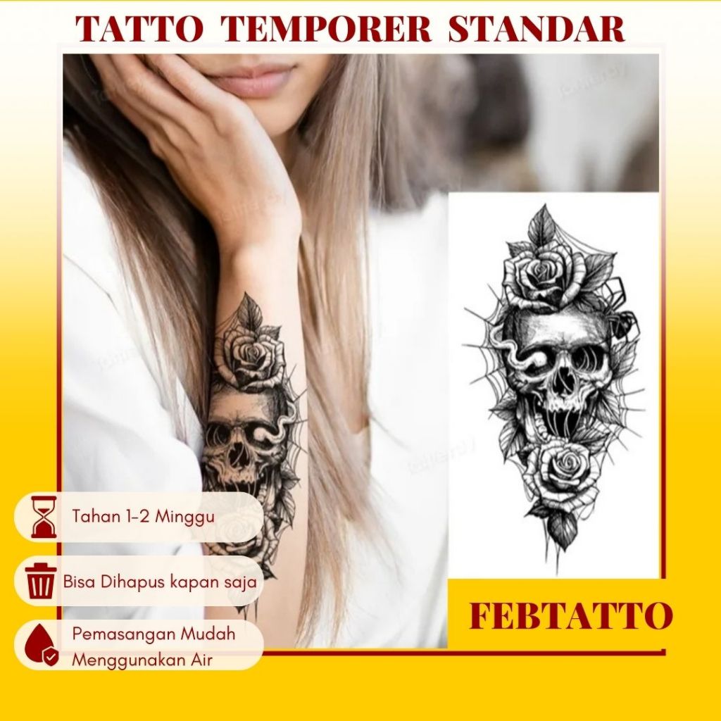 Tato Temporer Ukuran 21cmx11cm Tato Lengan Tato Dada Tato tangan Tato Kaki Tato Punggung Tato Jari  