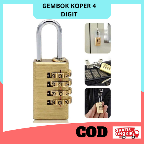 Gembok Koper Padlock 4 Digit Combination Solid Brass 21x59mm/Gembok Koper  UMRAH/Gembok Koper KECIL/