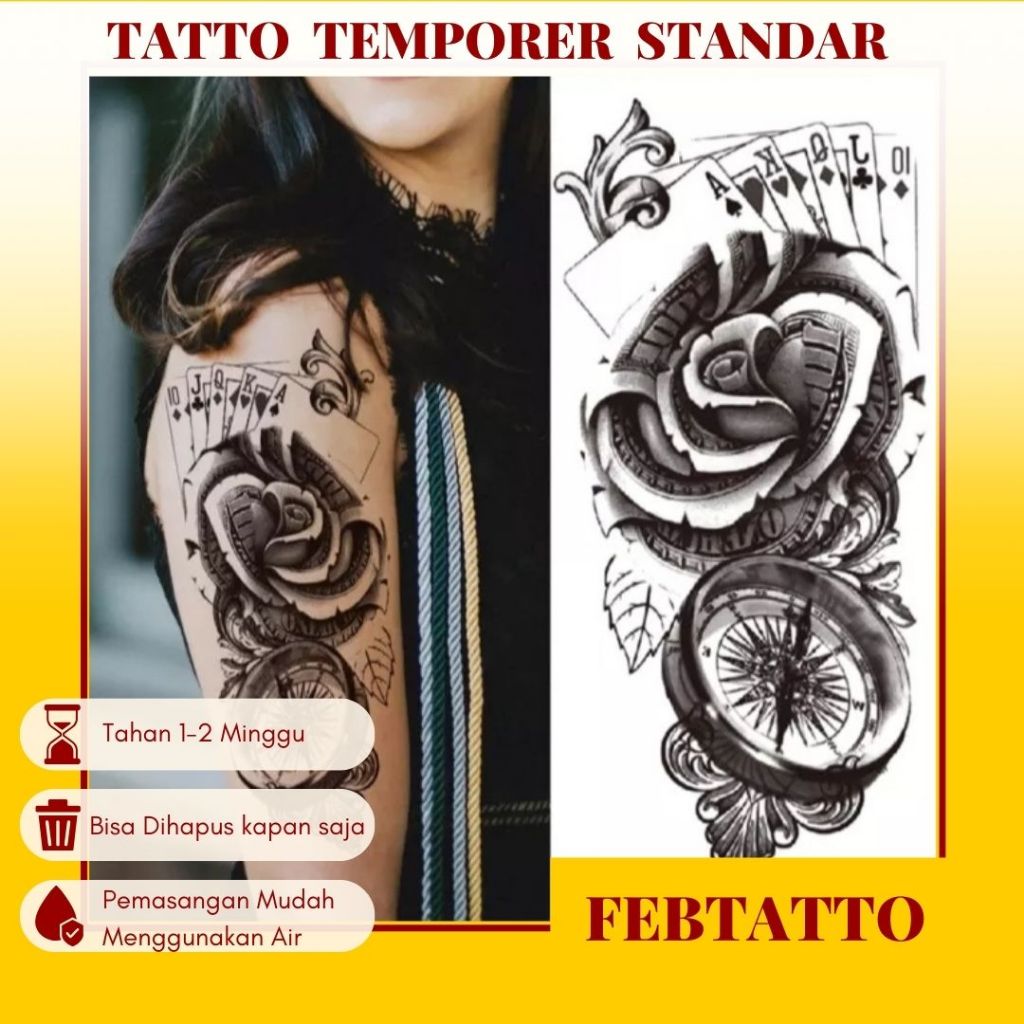 Tato Temporer Ukuran 21cmx11cm Tato Lengan Tato Dada Tato tangan Tato Kaki Tato Punggung Tato Jari  