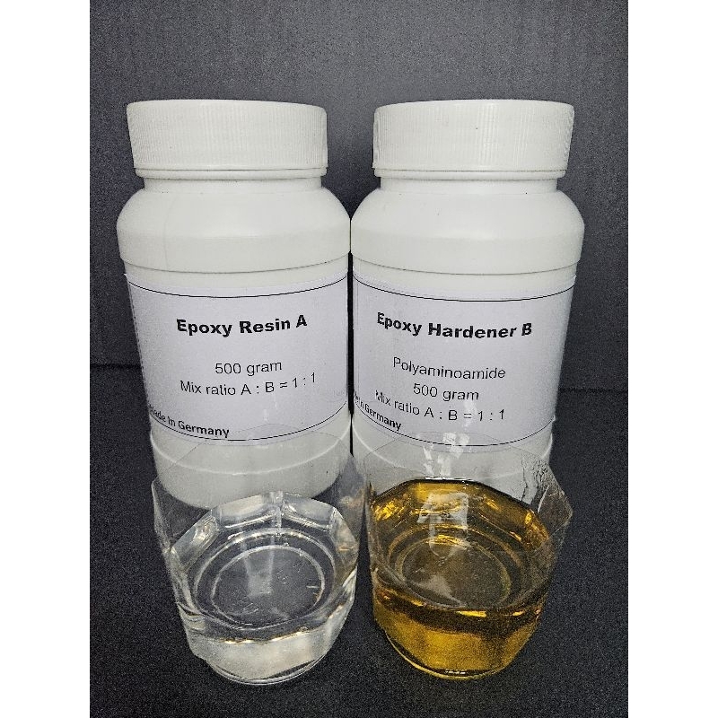 Lem Epoxy Resin 1set , 2 komponen Adhesive : 500gram Epoxy Resin A & 500gram Hardener B