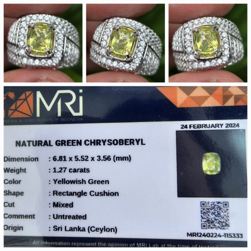 Natural Chrysoberyl Ceylon Srilanka Memo 1.27 crt